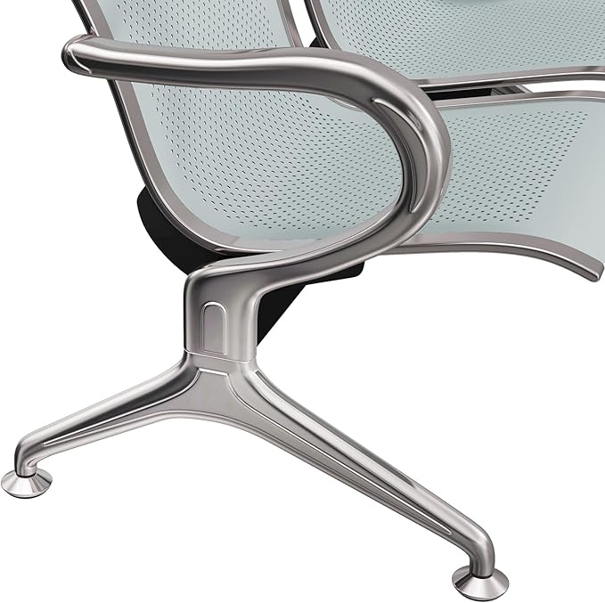 Kinsuite 2 Seat Airport Reception Chairs Waiting Room Chair with Arms, Metal Reception Bench Seating, Lobby Chairs for Business Office Hospital Bank Airport Market (Silver)