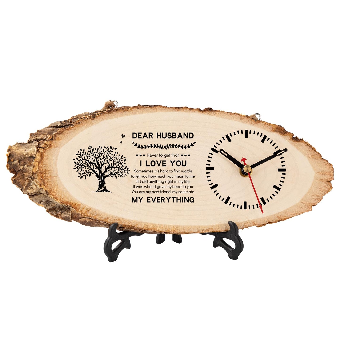 BeauGift Husband Birthday Gift, Wooden Clock Gifts for Husband, Husband Birthday Present from Wife, Anniversary Clock Gift Valentine's Day for Him Office Home Decor