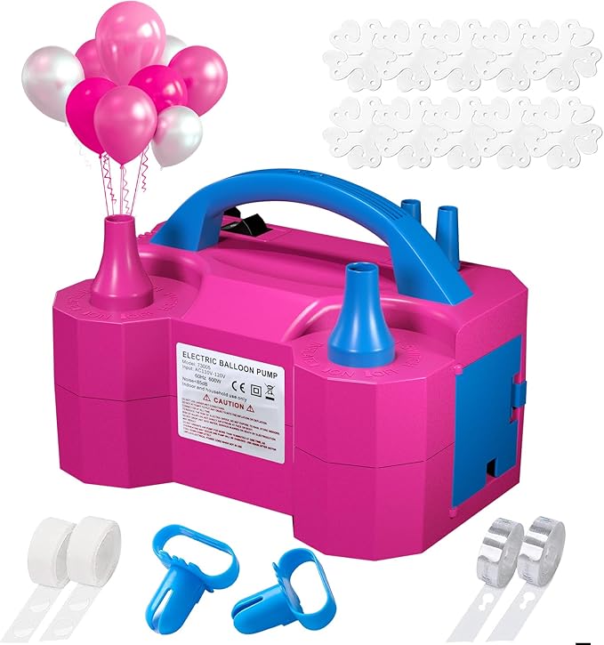 SINBEE Balloon Pump, Balloon Pump Electric, Portable Dual Nozzle Electric Blower Air Pump Inflator for Party Decoration. F...