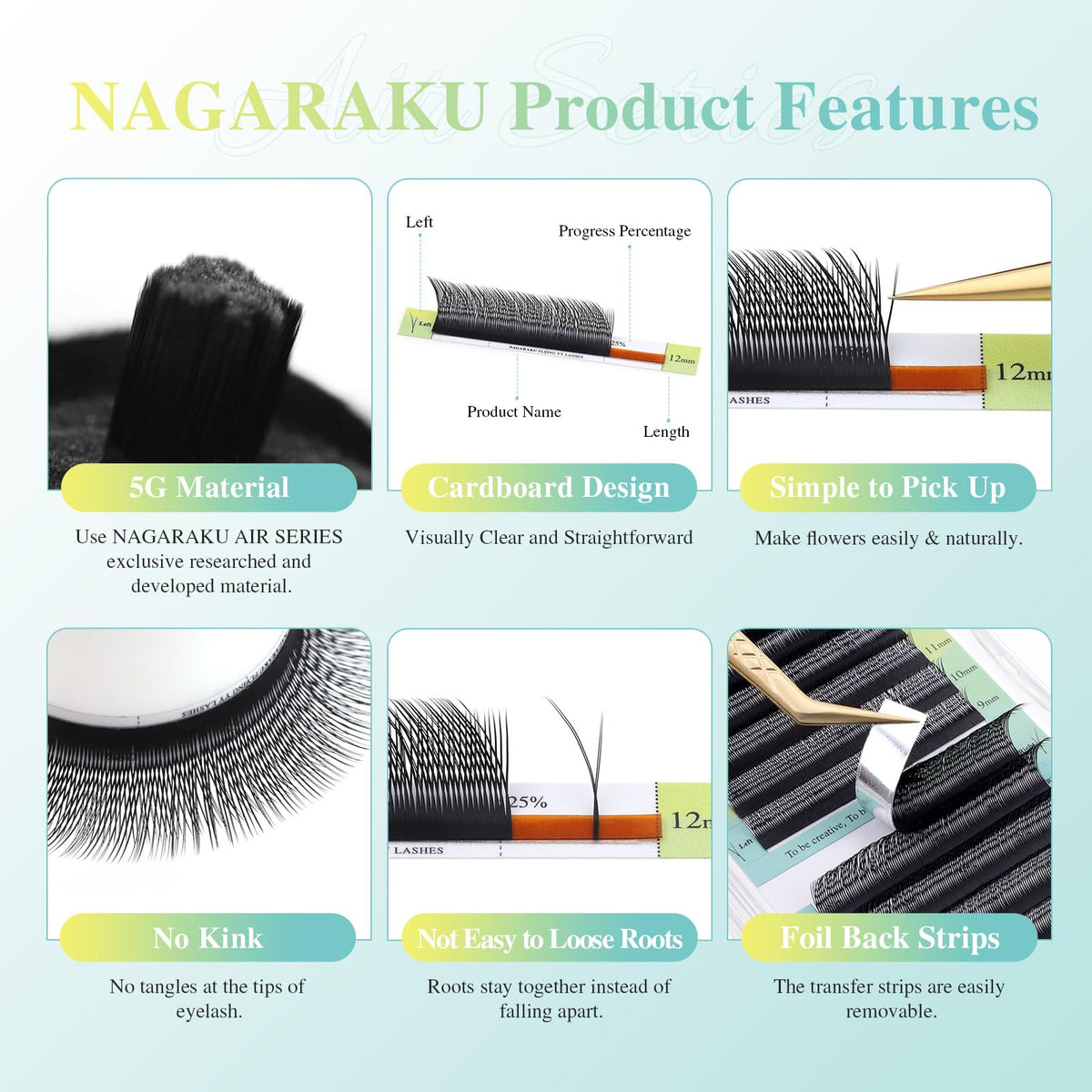 NAGARAKU Flying YY Eyelash Extensions Supplies y lash 0.07mm D curl 15mm Premade Fans 4D Russian Volume Y Shape Faux Mink Matte