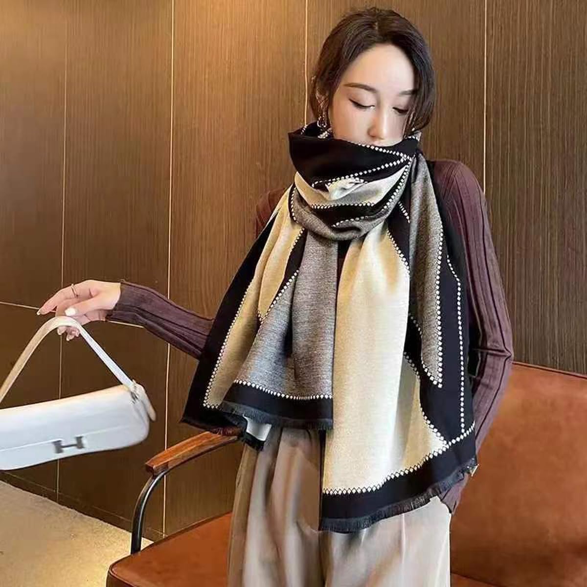 FKYBDSM Scarf Pashmina Shawls Wraps Of Evening Dresses Travel Office Winter Wedding Cashmere Feel Large Scarves