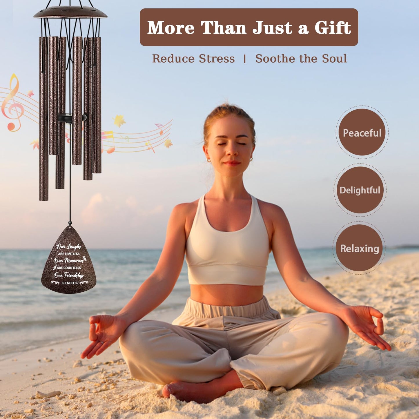 Soopau Gifts for Best Friend Women Men, 32" Bronze Wind Chimes Friendship Gifts for Women, Bestie Gifts for Women, Gift Ideas for Bestfriend