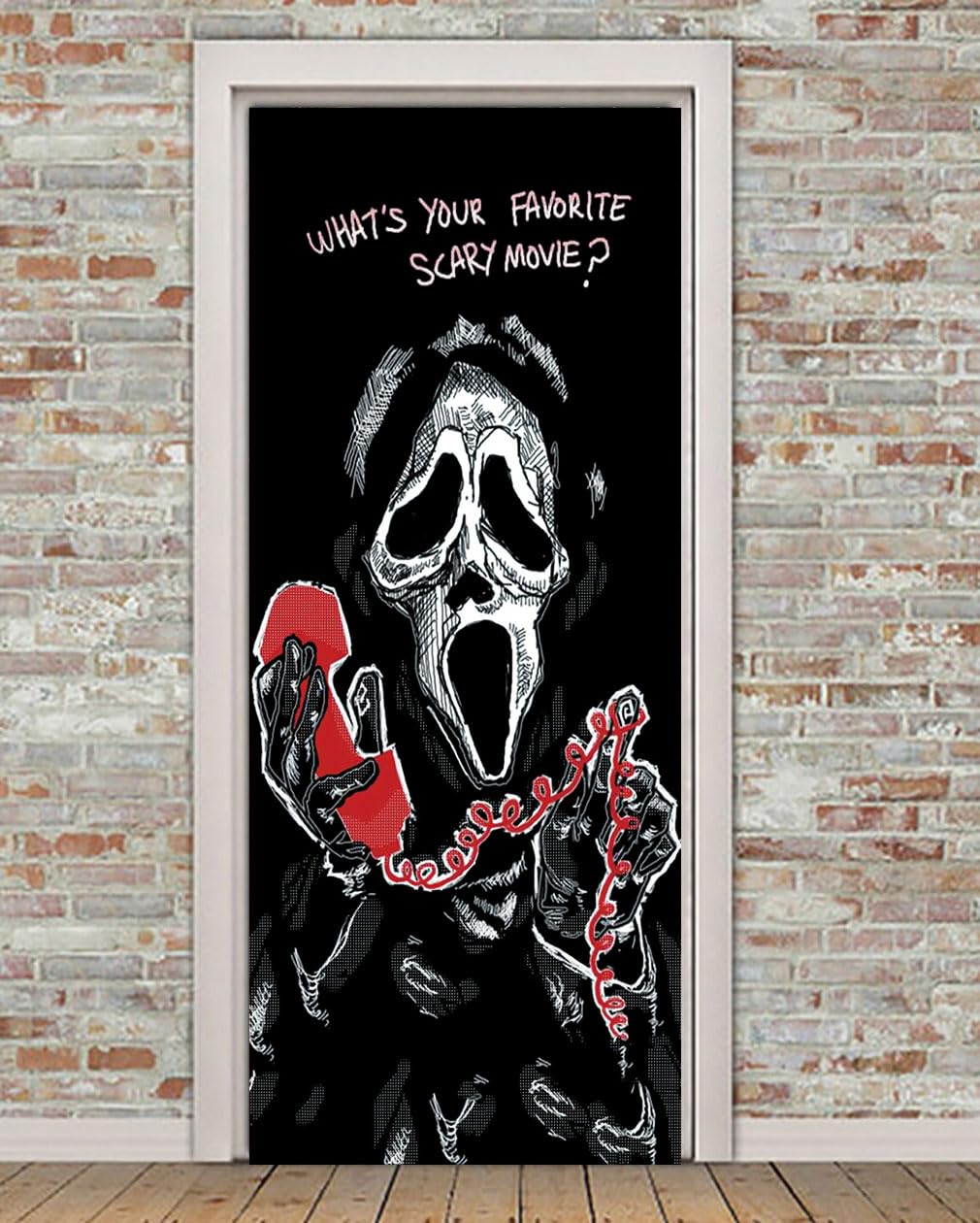 Scary Movie Character Door Cover - 6.6 x 3 ft, Perfect for Halloween Parties & Horror Birthdays