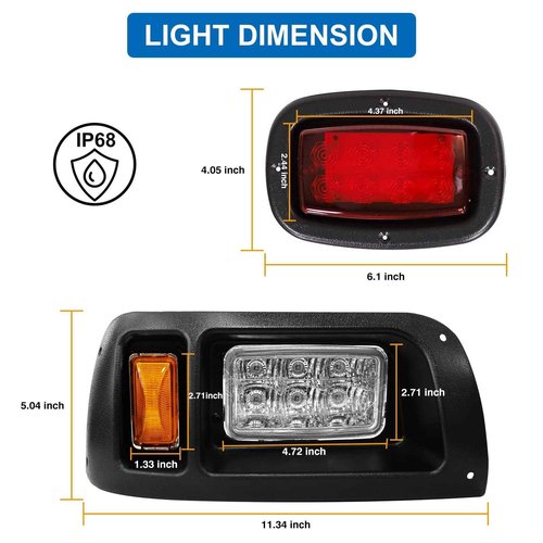 LEAPGOMAX Club Car DS Light Kit Golf Carts 12V LED Headlights & Tail Lights Kit Combo Street Legal for Club Car DS Gas & Electric(1993 & Newer Models)