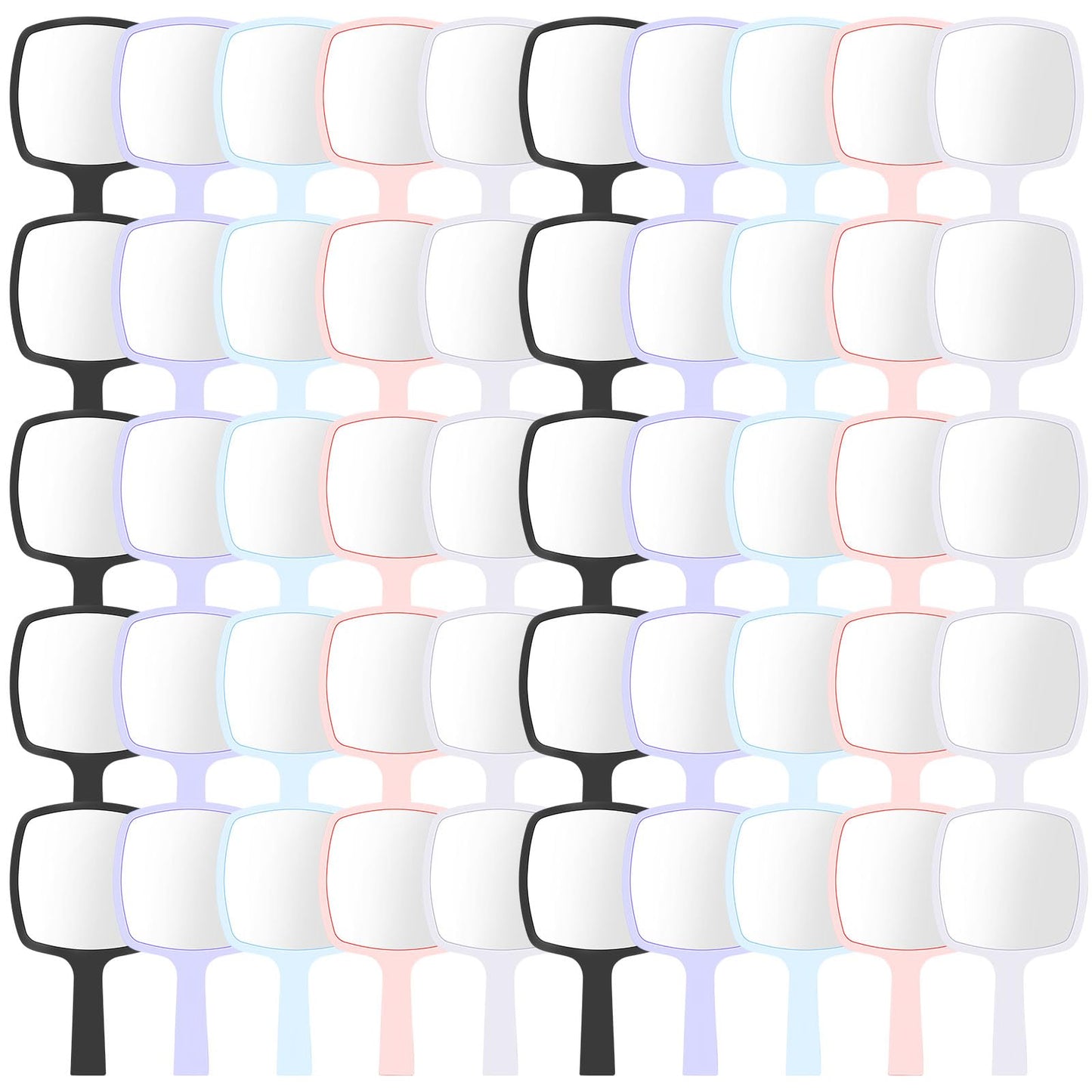 Threehoney 50 Pcs Hand Mirrors Handheld Mirrors with Handle Bulk Travel Cosmetic Makeup Tools Portable Vanity Glass for Bathroom