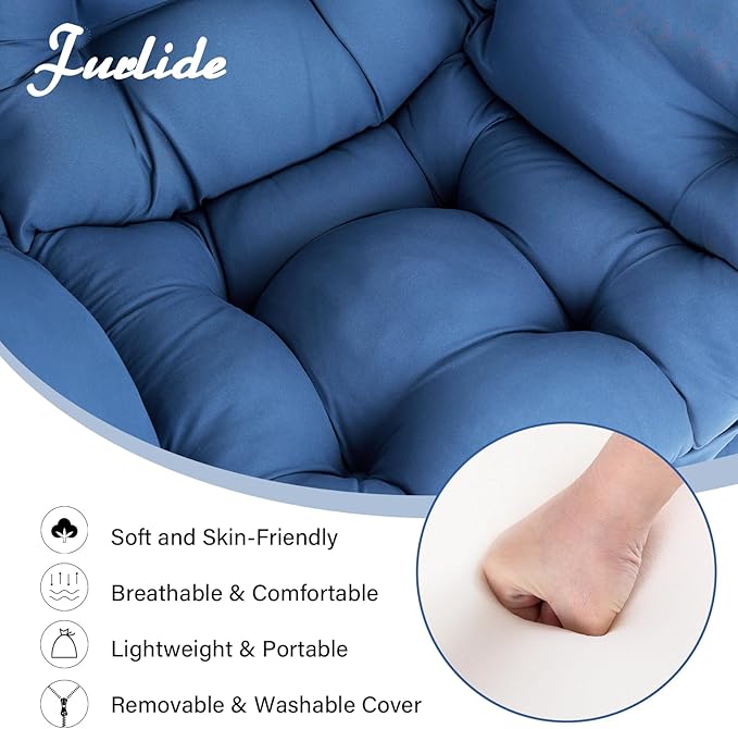 Furlide Lazy Chair with Ottoman, Modern Lounge Chair with Lumbar Pillow, Accent Cozy Reading Armchair and Folding Footstool for Bedroom, Dorm, Living Room,Peacock Blue