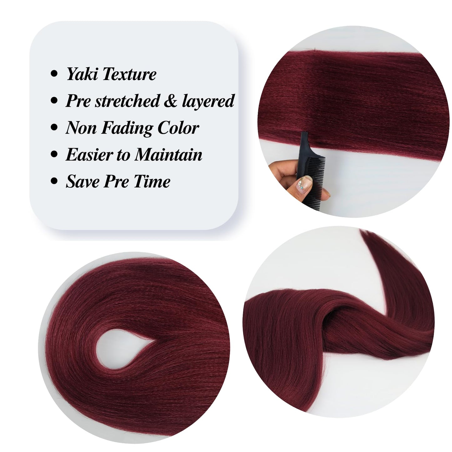 Burgundy Boho Braiding Hair Curly Braiding Hair for Boho Braids Pre stretched Knotless Hair for Bohemian Braids(30 inch, Packs o