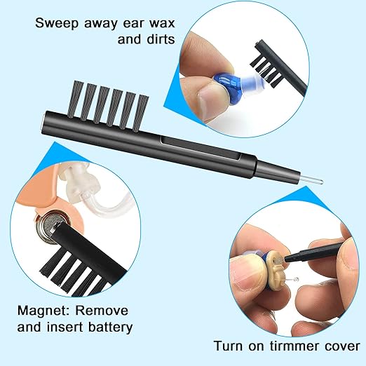 Hearing Aid Cleaning Kit, Hearing aid Cleaning Tools, Hearing Aid Brushes for Cleaning, Hearing Aid Amplifier Cleaner Kit, Hearing Aid Accessories with case, Gifts for Relatives and Friends (8 Pcs)