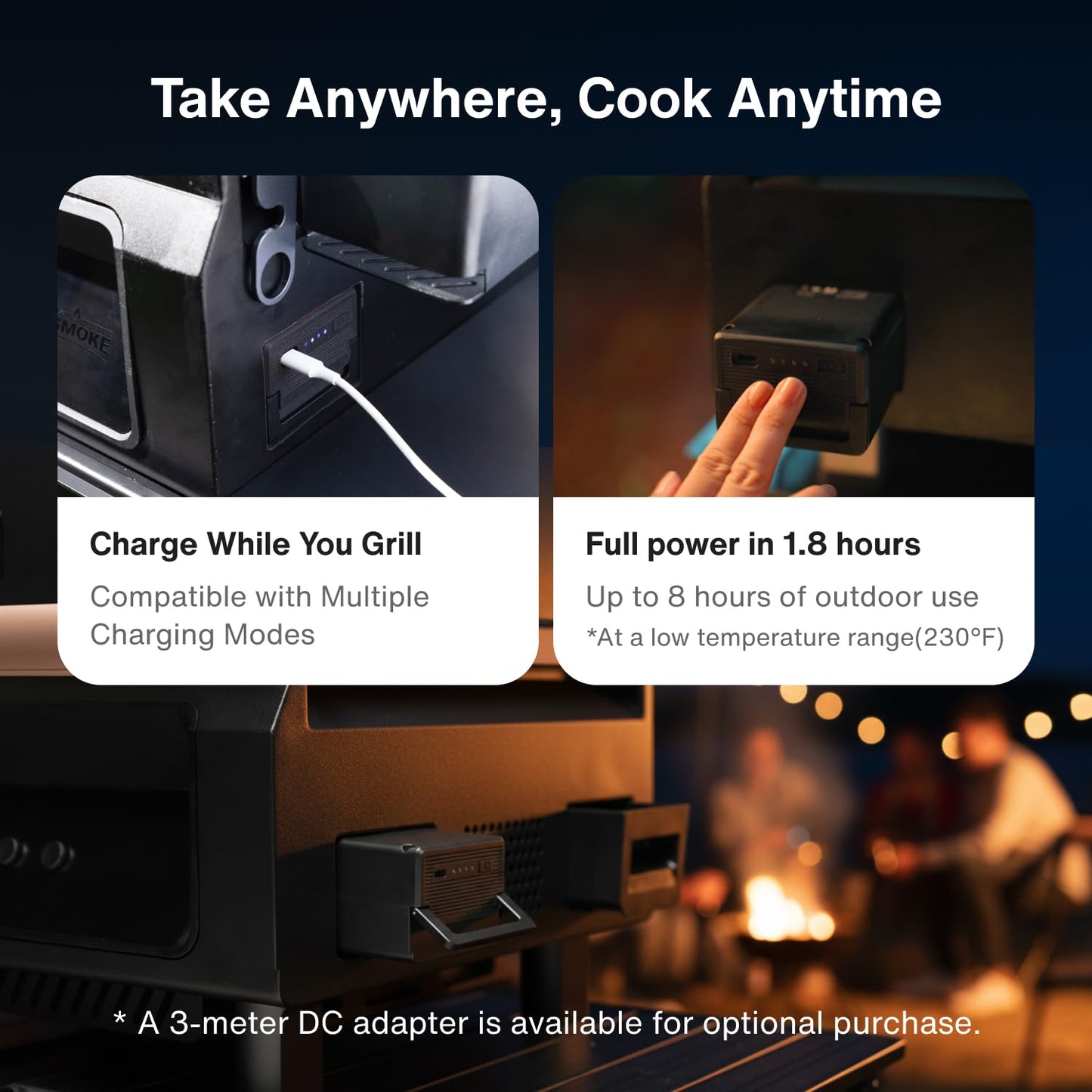 ASMOKE Smoker Guga’s Pick | Smart Portable Pellet Grill with 5" LCD Screen 8-in-1 BBQ, 8H Battery, Wi-Fi Control, 271 sq.in, ASCA Steam Tech, PIN Precision Temp Fit for Camping, Family Outdoor Cooking