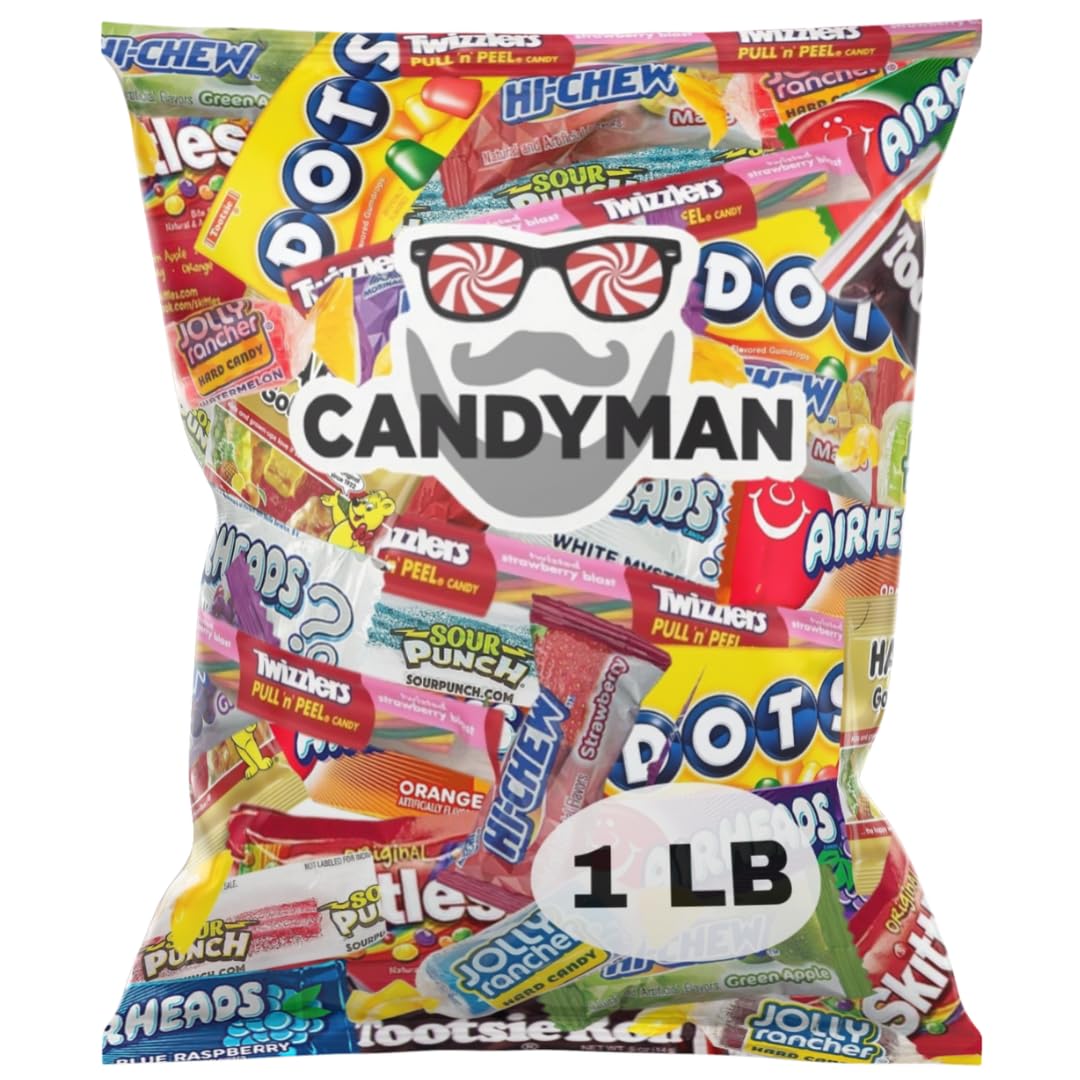 CANDYMAN Assorted Candy Variety Pack 1lb of Pinata Stuffers, Bulk Candy for Party Favors Goodie Bags for Birthday Party, Candies in Bulk Individually Wrapped