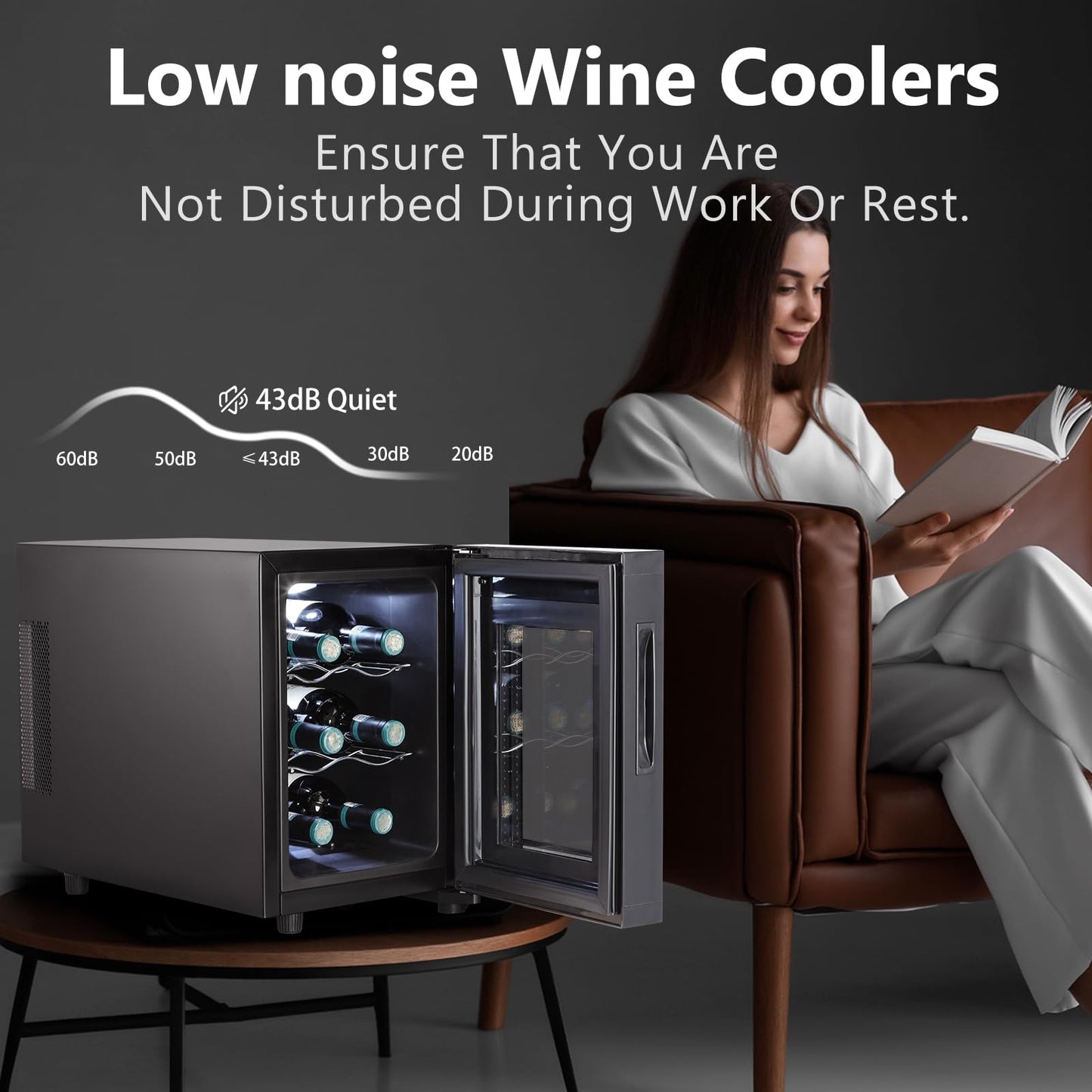 Kalamera Wine Cooler Refrigerator, 6 Bottle Small Wine Fridge,Mini Freestanding Wine Cellars Glass Door for Home, Office,46-66℉ Digital Temperature Control With White Light