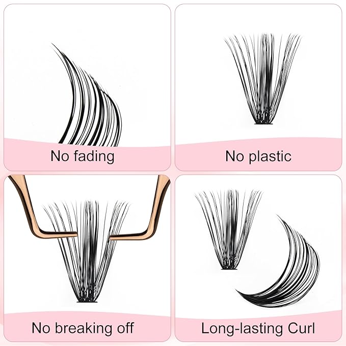 Individual Lashes 300pcs 20D+40D+50D Mixed Lash Clusters D Curl Cluster Lashes Natural Look Lash Clusters Extensions Cluster Lashes DIY Eyelash Extension Supplies (20D/40D/50D-0.07D, 10-18mm)