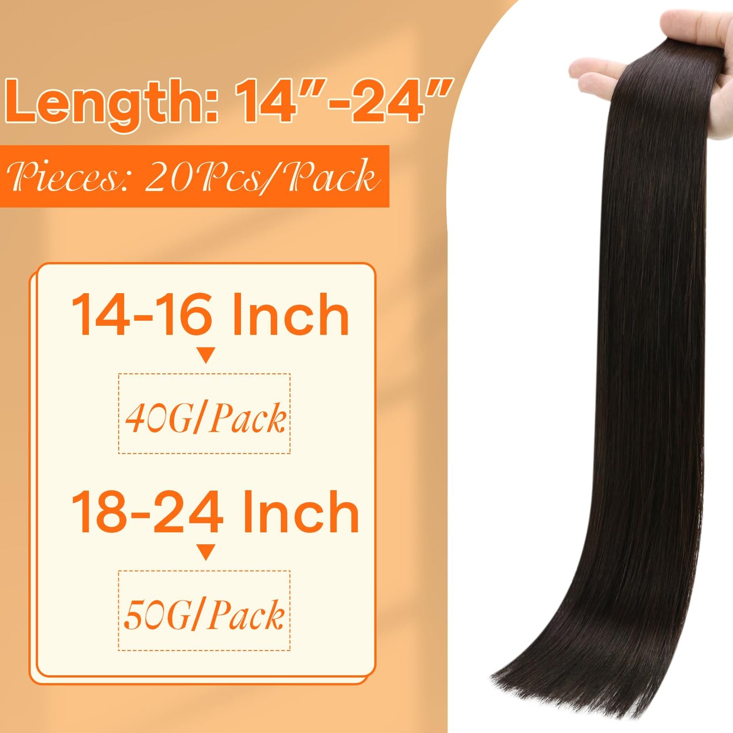 Full Shine Injection Tape in Extensions Color 2 Dark Brown Seamless Machine Remy Hair Extensions 24 Inch Invisible Injected Tape