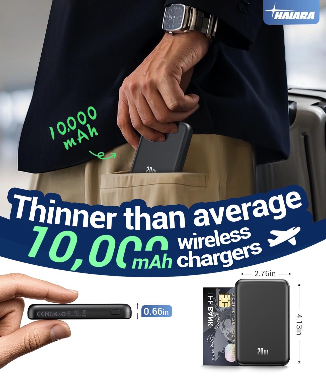 for Magsafe Battery Pack, 10000mAh Magnetic Portable Charger with USB-C Cable 20W Fast Charging, Slim & Lightweight Wireless Power Bank for iPhone 16/15/14/13/12 Series, for Travel Cruise Essentials