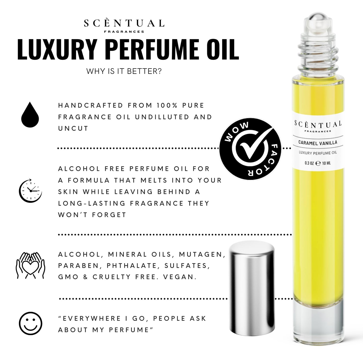 Scentual Fragrances, Luxury Perfume Oil, Ultra-Concentrated Women Roll-On Fragrance Oil, Long Lasting Rollerball Travel Mini Perfume, Vegan, Alcohol & Cruelty Free 10ml (HibisKiss)