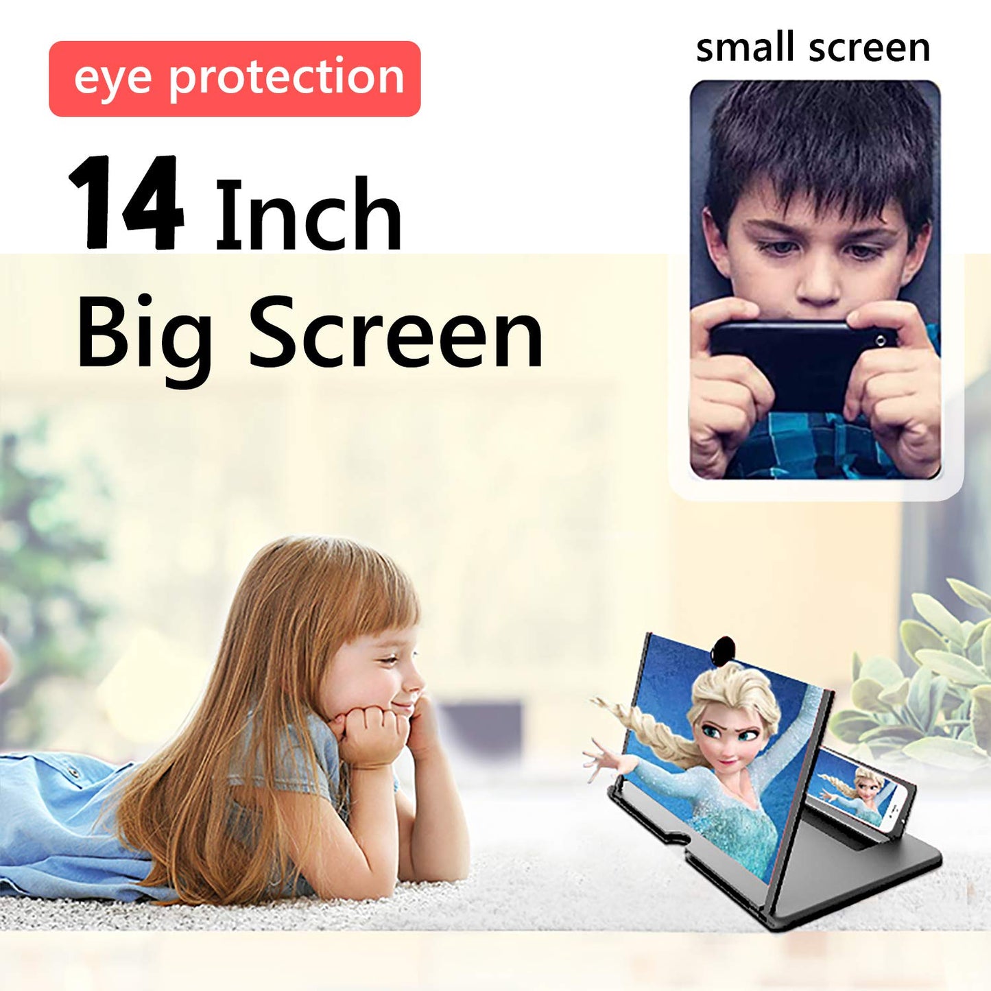 Smartphone Screen Magnifier Stand 14 Inch 3D Foldable Amplifier Stand Holder For Cell Phone Adjustable Angle For Families Mom Da