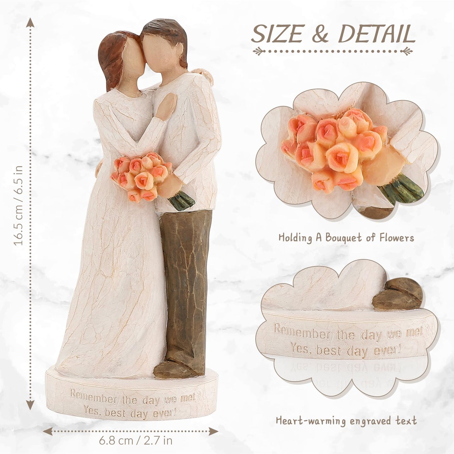 Kohehe Couple Gifts,Wedding Gift for Husband and Wife,Wedding Engagement Gift for Couple,6.7" Couple Figurines Gift for Birthday Valentines Day Christmas