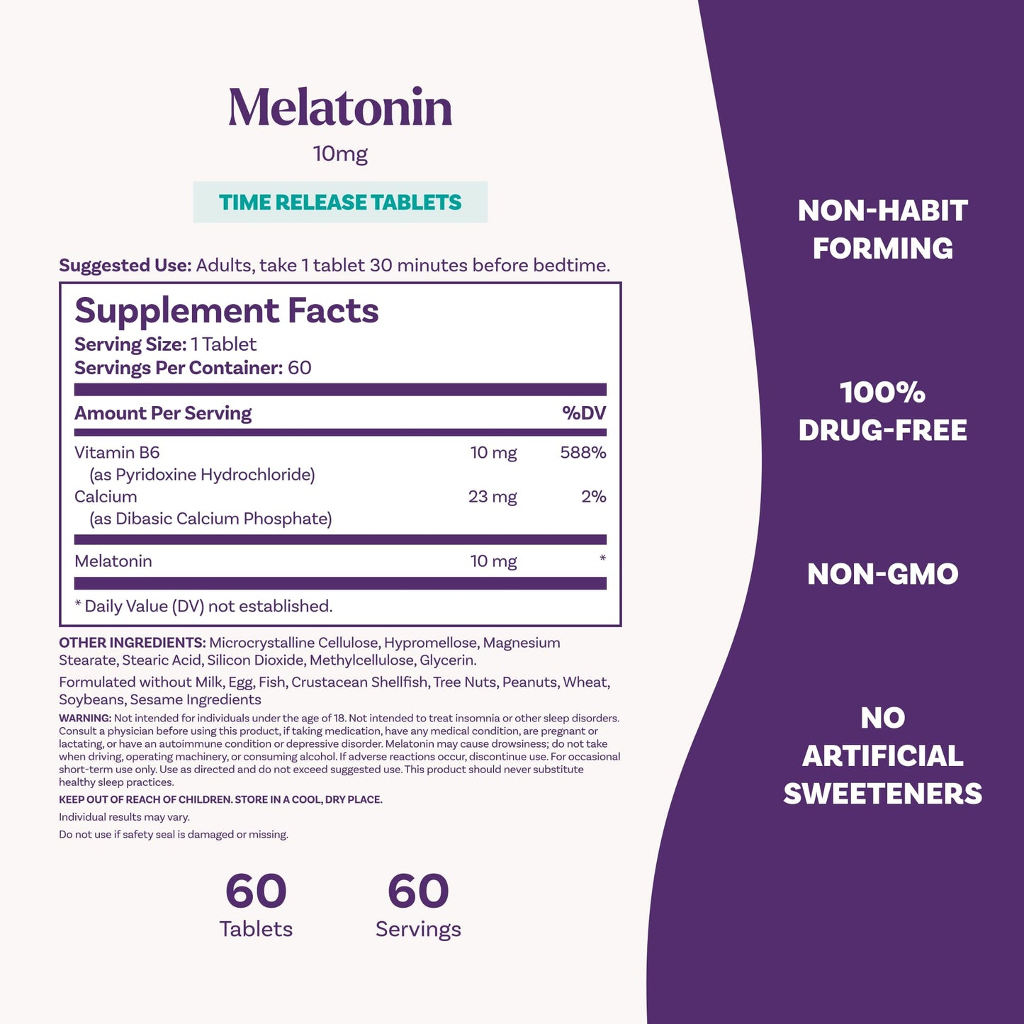 Natrol Melatonin 10mg Time Release Tablets, Sleep Dietary Supplement for Restful Sleep, 60 Melatonin Time Release Tablets, 60 Servings