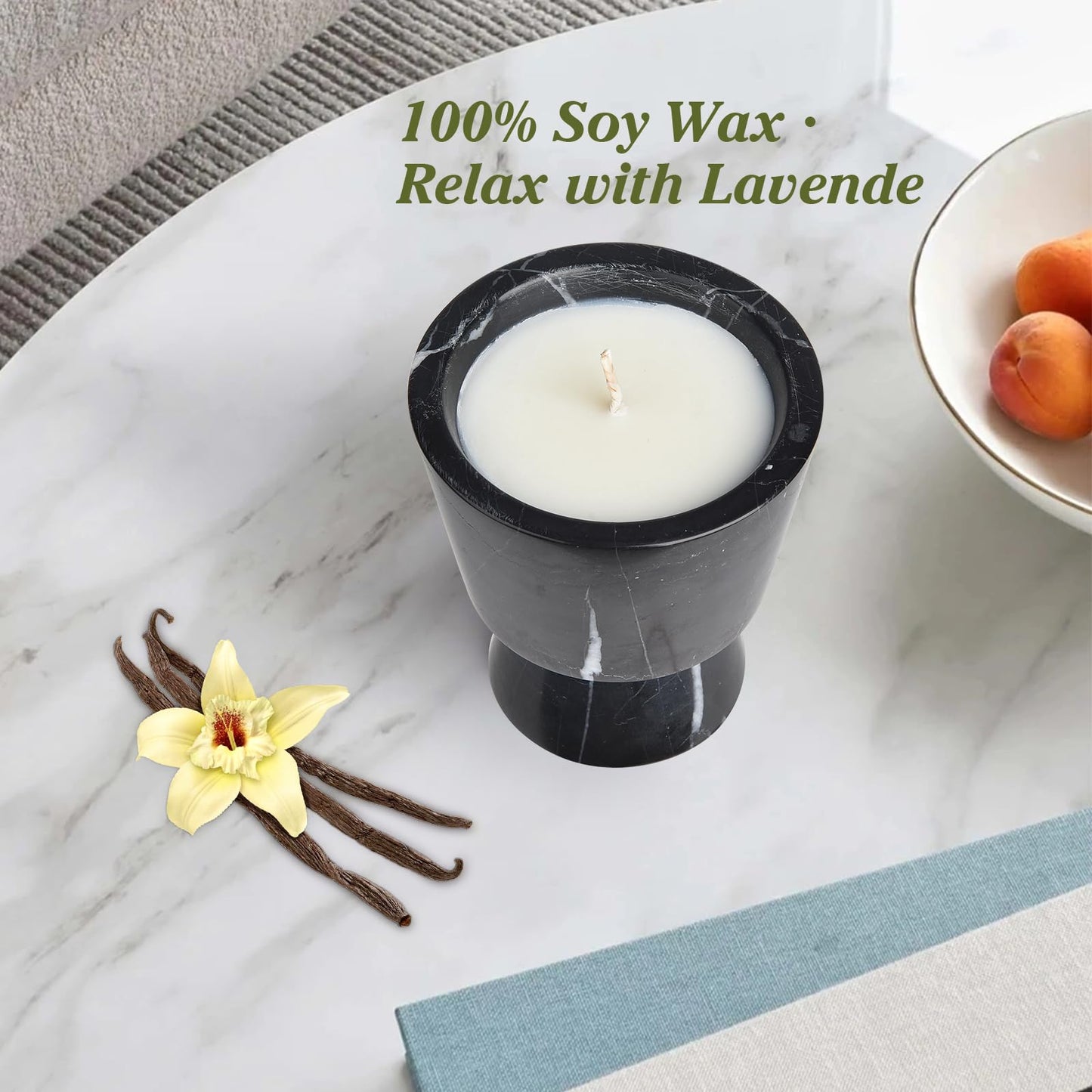 Premium Natural Soy Wax Candle in Solid Marble Container | All-Natural Scent/Long Lasting Burn Time | Elegant Recyclable Holder for Home Fragrance.Perfect for Gifting, and Seasonal Decrations.