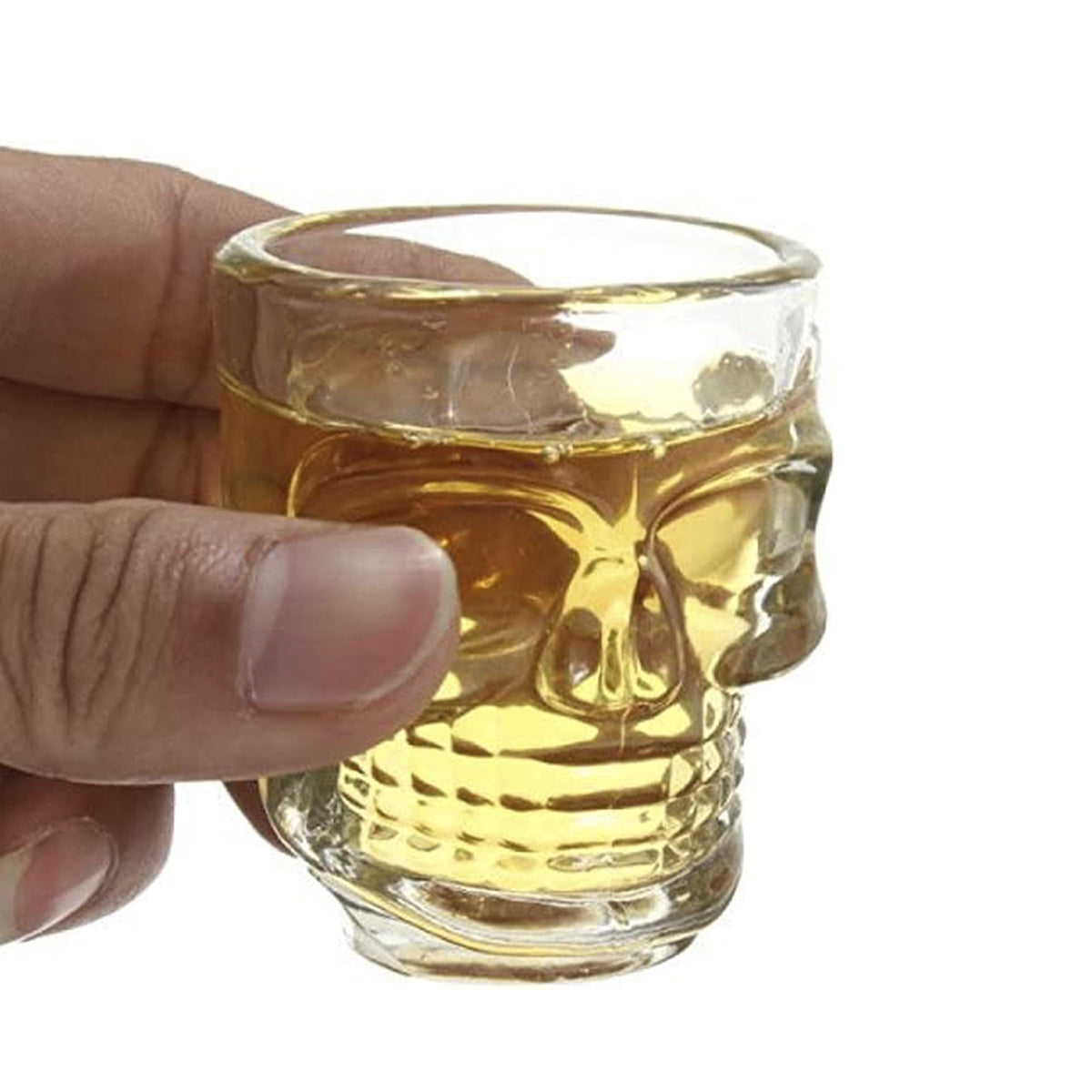 Halloween Skull Shot Glasses – Set of 2 – Spooky Clear Glass Drinkware for Halloween Parties, Haunted House Celebrations – Unique Skeleton Head Shot Glasses for Cocktails, Spirits, and Themed Events