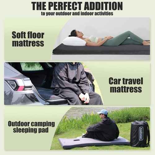 Aodisman Sleeping Pad,3-inch Thick Memory Foam Camping Mattress,Portable Roll-Up Mat for Car/Tent/Floor/Cot/Travel,Comfortable Pad for Guests Sleepover
