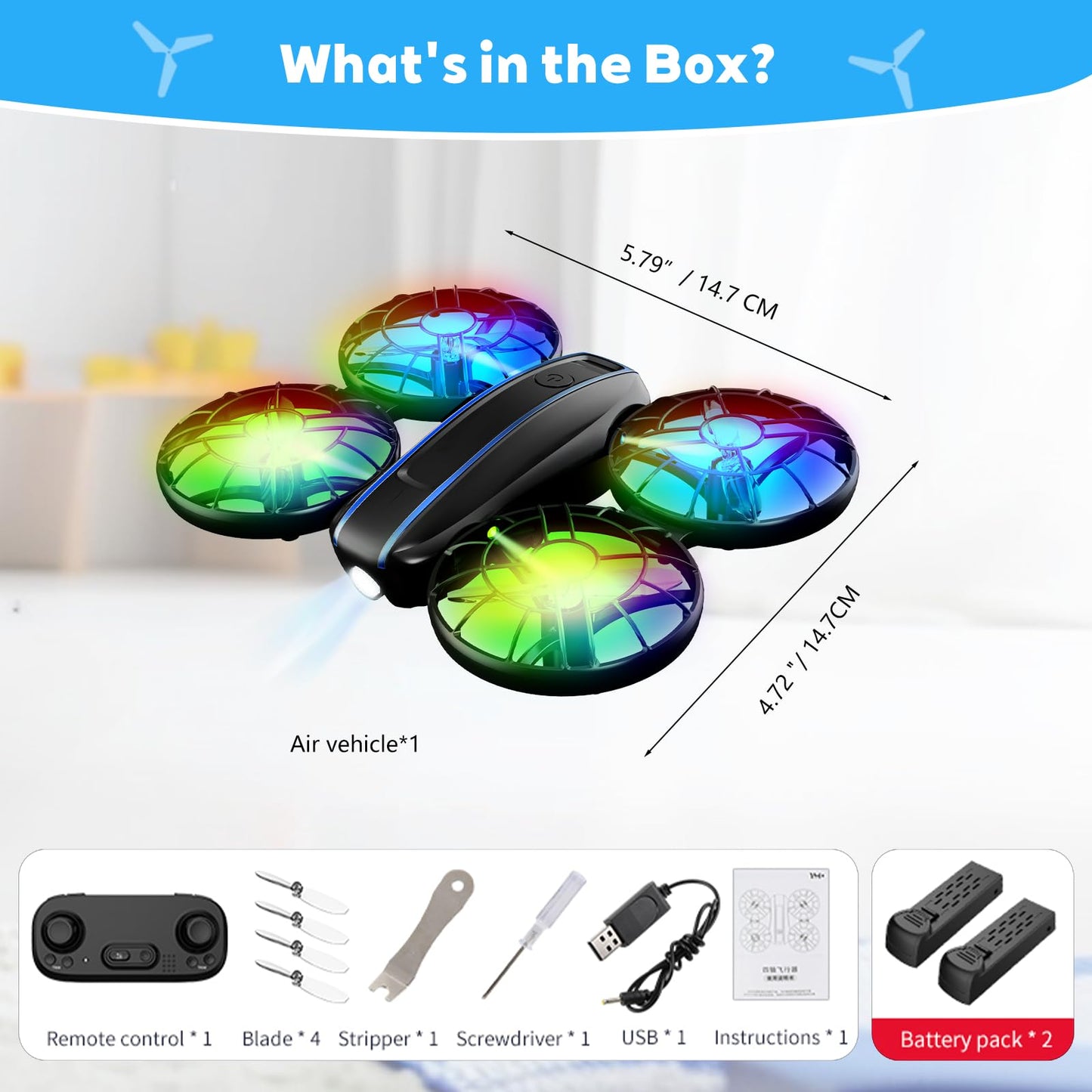 RC Drone for Kids and Beginner, Small RC Quadcopter with Lights and 3D Flip, Altitude Hold, Headless Mode, Propeller Full Protect, Easy to Fly Toys Drone for Kids Boys and Girls Gift (Black)