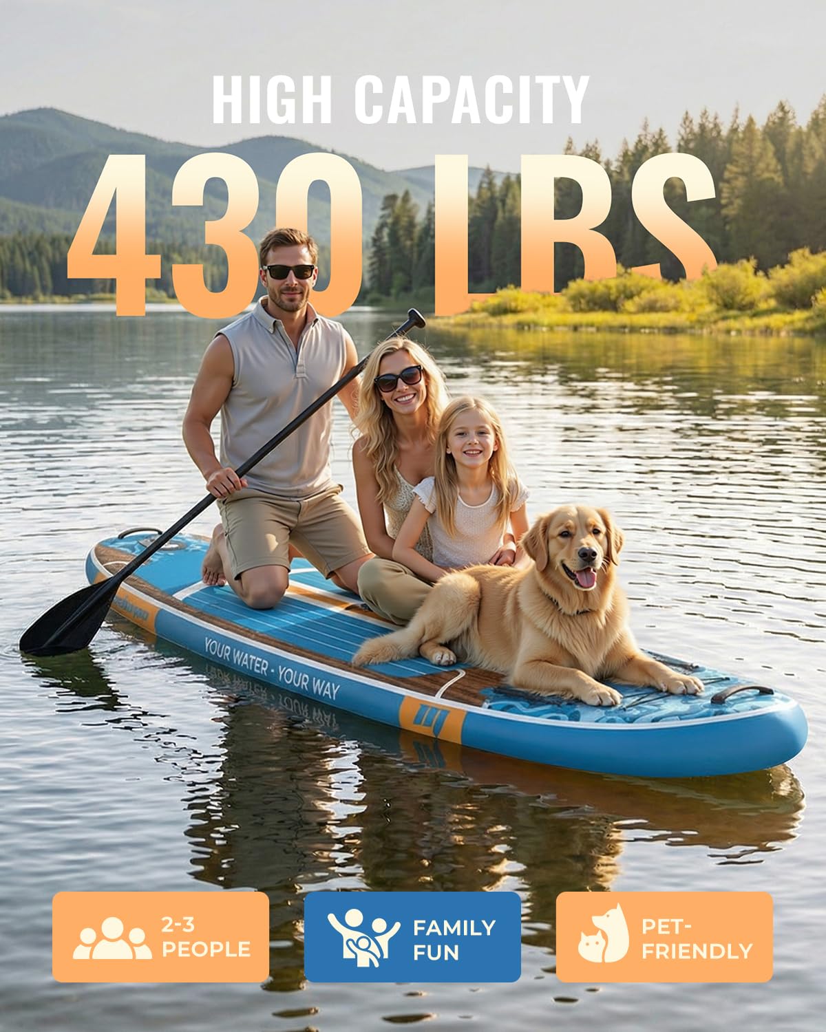 Marsdorgan 11ft Inflatable Stand Up Paddle Board, Wood Grain Ultra Lightweight SUP, 430lb Capacity for Adults Youth Family, for Fishing Camping, Complete Kit with Backpack & Pump, Walnut