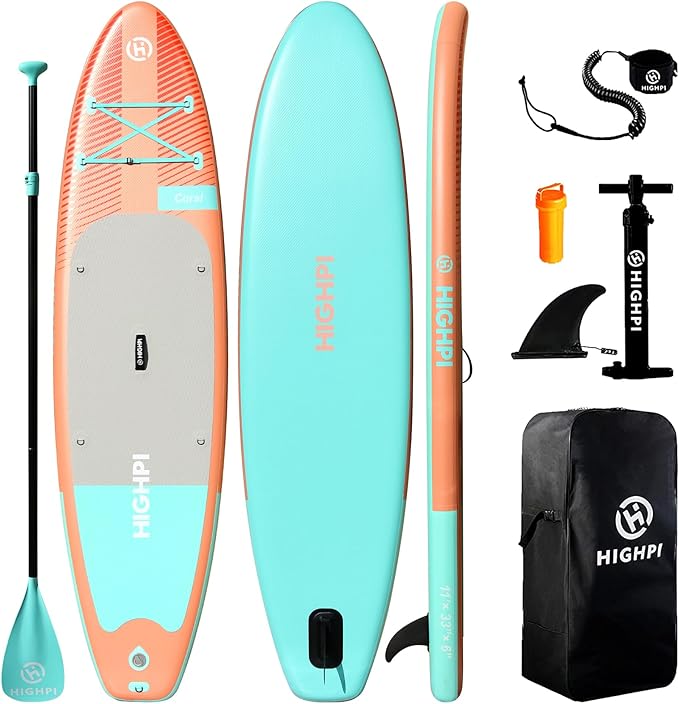 Highpi Inflatable Stand Up Paddle Board for Youth and Adults – Wide Sup with Premium Accessories, Blow Up Paddleboard for ...
