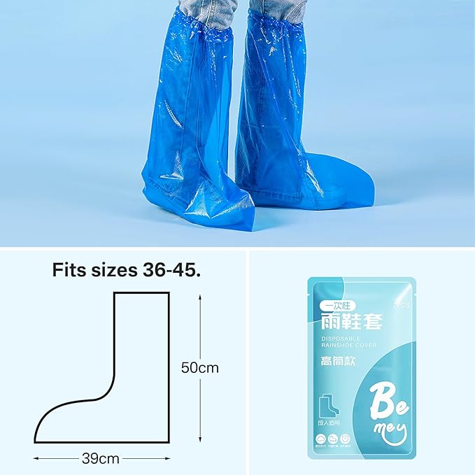 12 Pairs Waterproof Shoe Covers Plastic Boot Covers Disposable Thicker Long Rain Shoes and Boots Cover Non-Slip,Indoor Outdoor Overshoes for Men and Women