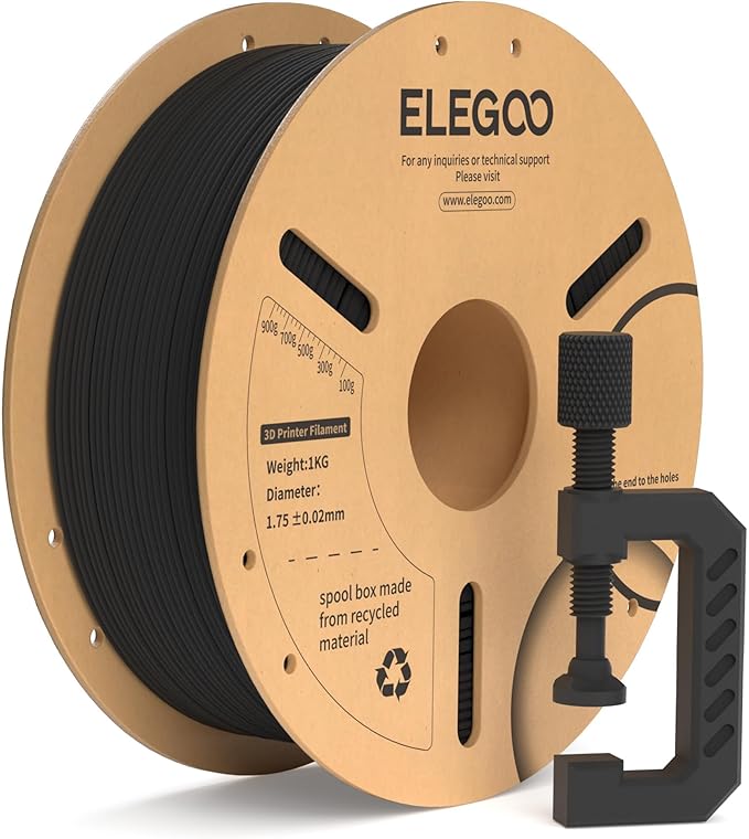 ELEGOO Carbon Fiber PLA Filament 1.75mm Black 1KG, PLA-CF Strong 3D Printer Filament Dimensional Accuracy +/- 0.02mm, 1kg ...