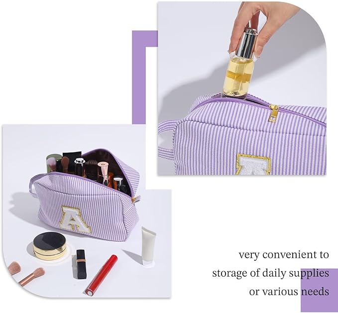 YOOLIFE Initial Makeup Bag - Personalized Monogram Cute Makeup Bag Cosmetic Travel Toiletry Pouch Make Up Case for Women Mom Best Friend Friendship Sister Teacher, Birthday Gifts for Women Her H