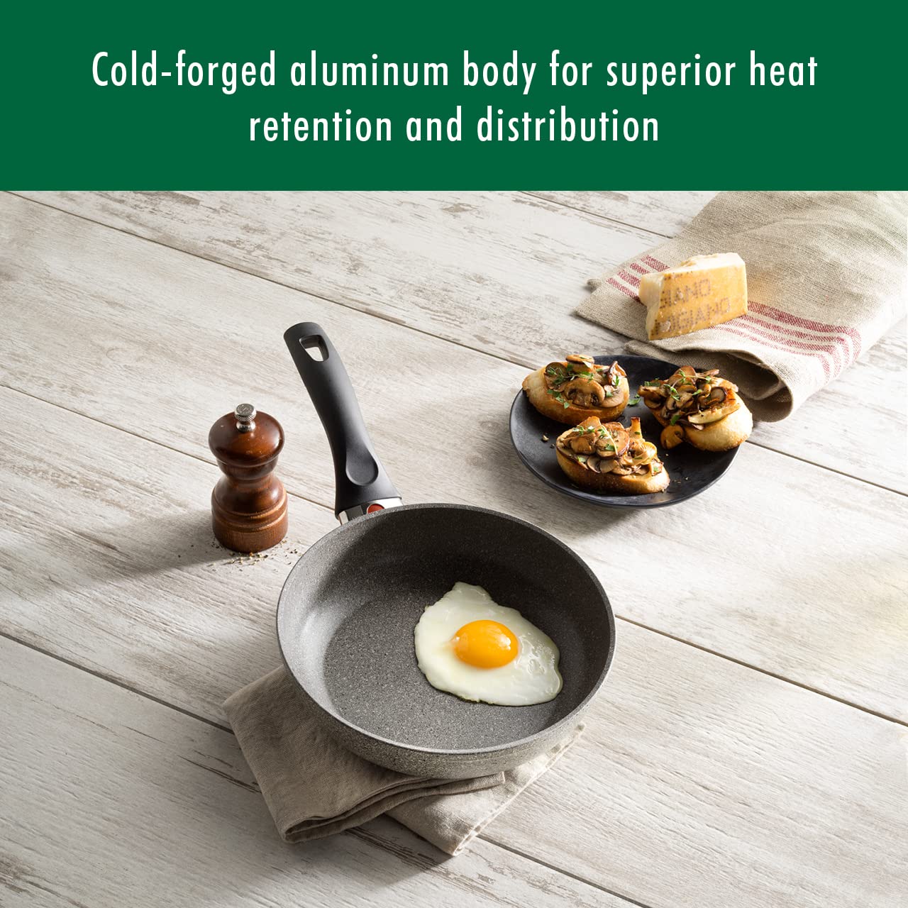 Ballarini 75001-652 Parma Forged Aluminum Nonstick Cookware Set, 10-Piece, Granite
