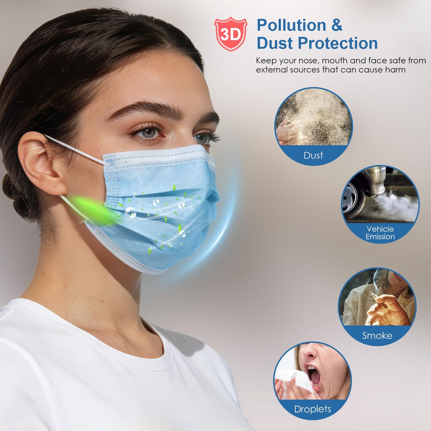 NNPCBT 5 Color Disposable Face Masks 125 Pack,3-Ply Breathable Mask For Adults,Great For Outdoors,Home, Office, School