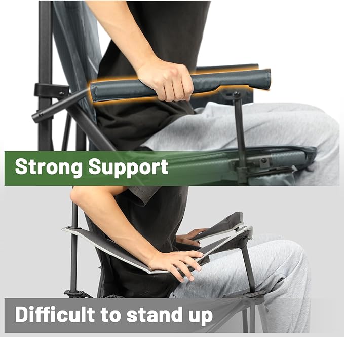 TIMBER RIDGE Oversized Folding Camping Chair High Back Heavy Duty for Adults Support up to 500lbs with Cup Holder, Side Pocket Cooler Bag 2 Pack