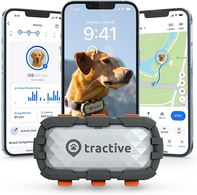 Tractive XL Smart Dog GPS Tracker | Live Pet Tracker with Virtual Fence | Vital Signs Monitoring of Heart & Respiratory Ra...