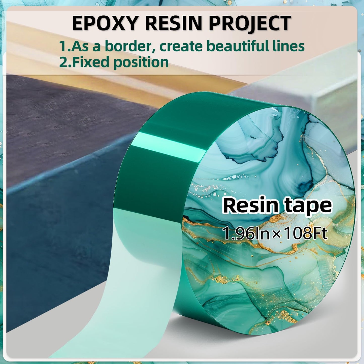 2 Rolls Resin Tape 2In×216Ft Total Epoxy Tape High Temperature Resistant 220℃, Epoxy Tapes for DIY Jewelry River Table Spray Painting Welding Electronic Heating, No Residue, 2Rolls×1.96In×108Ft