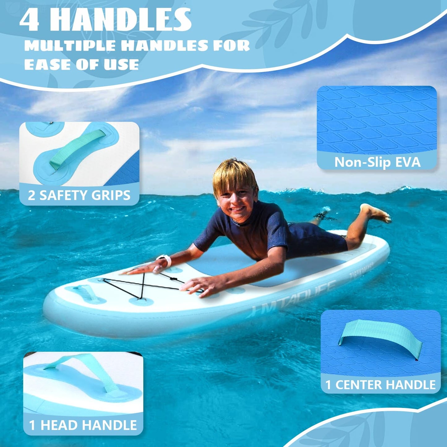 Kids Inflatable Stand Up Paddle Board, Kid Paddle Board with SUP Accessories, Anti-Slip EVA Deck, 7’6’’Child SUP for Kids & Youth