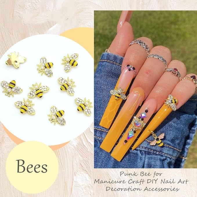 40 Pcs Nail Charms Set With 20 Alloy Bees & 20 Butterflies for Women & Girls DIY Craft