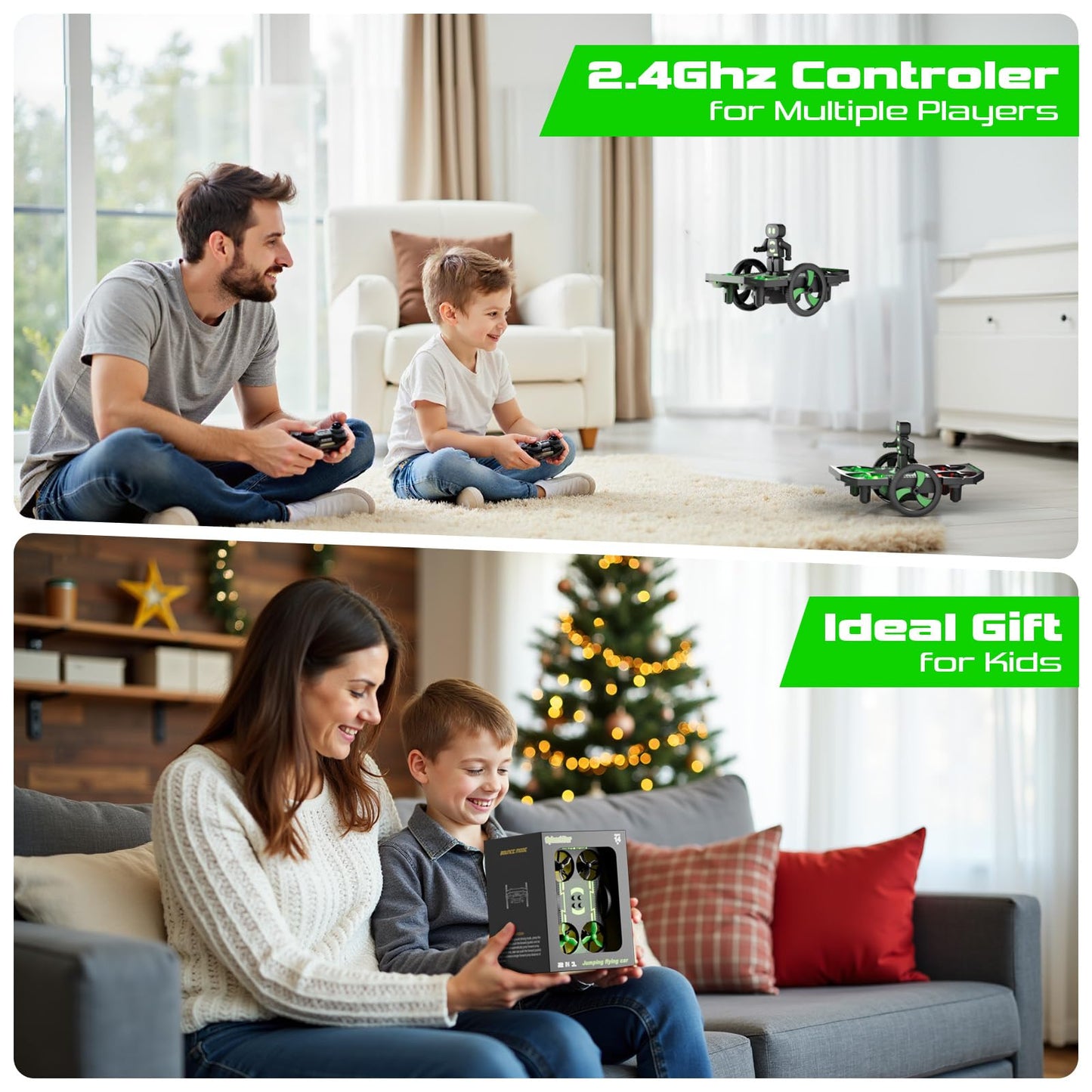 Drones for Kids 8-12 Mini Small Nano Indoor RC Quadcopter Toy for Age 10-15 12-14 Boys, 2 in 1 Remote Control Jumping Flying Car with Race on Land Mode,Circle Fly,360 Flip,Altitude Hold,2 Batteries