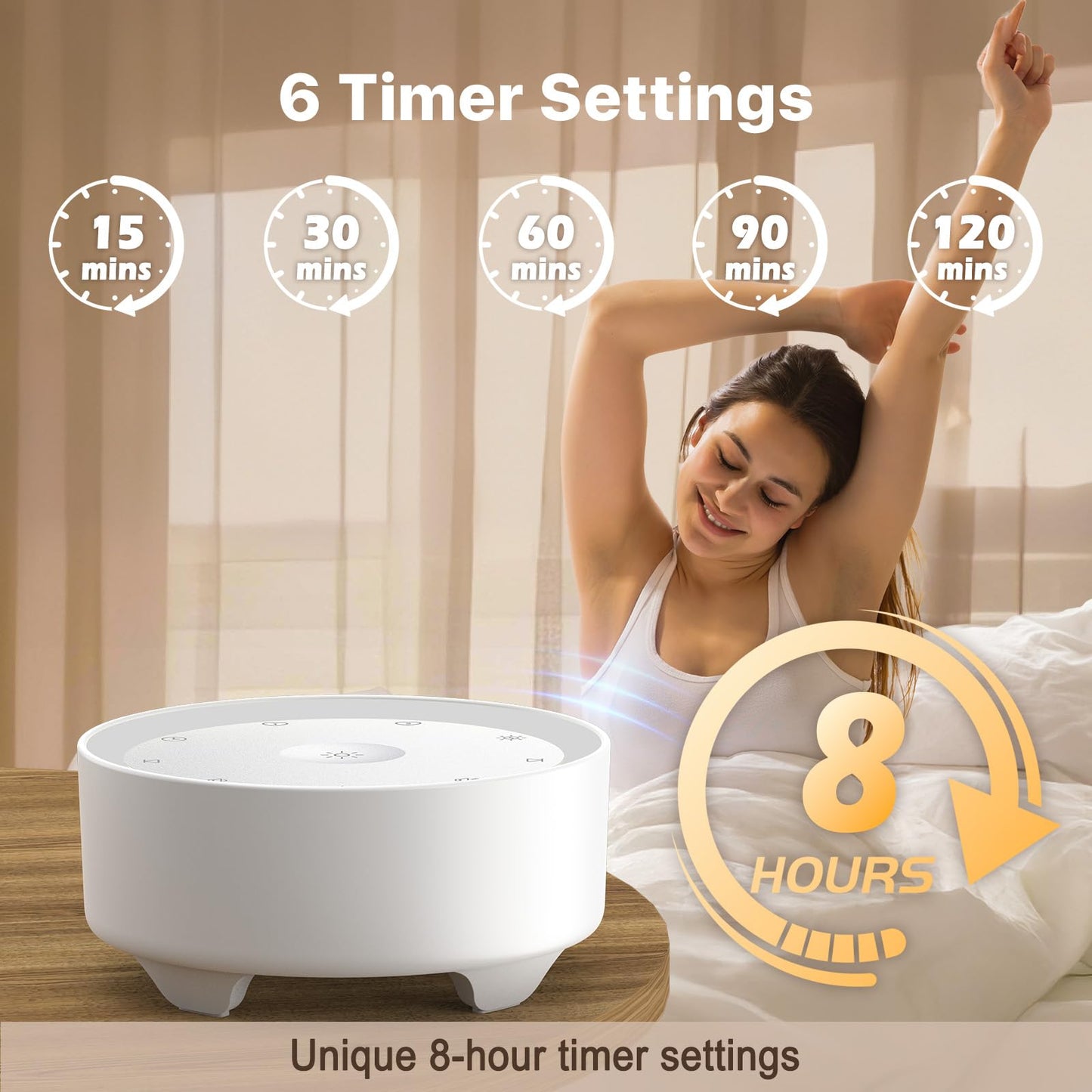 Kipcush White Noise Machine for Sleeping, 20 Soothing Sounds Including White Pink Brown Noise, Fan and Nature, Custom Shortcut Buttons, Dimmable Night Light, 8 Hour Timer, USB Powered