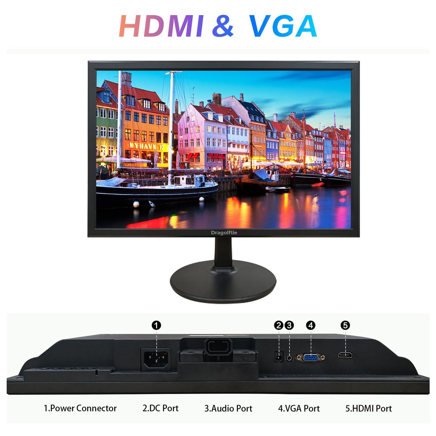 19 Inch Pc Desktop Monitor 1440X900, Dual Built-In Speakers, 60Hz, 5Ms, Computer Display Low-Blue Light Led Monitors, Hdmi, Vga,
