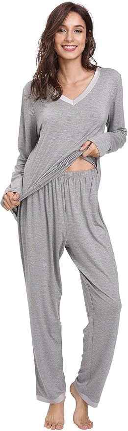 GYS Viscose from Bamboo Women's Pajama Sets Super Soft Long Sleeve Sleepwear Comfy Winter Pjs Sets S-4X