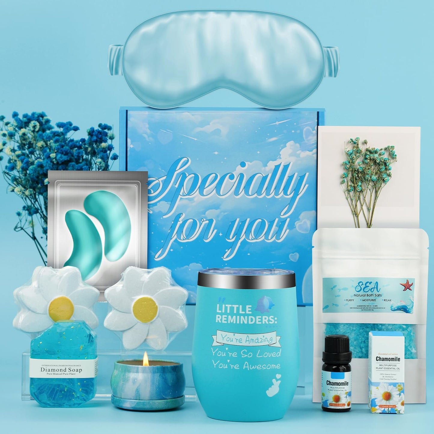 TOPPTIK Birthday Gifts Basket for Women, Relaxtion Spa Set, Self Care Kit for Women, Gifts Boxes for Her, Mother, Wife, Friend, Sister, Girlfriend