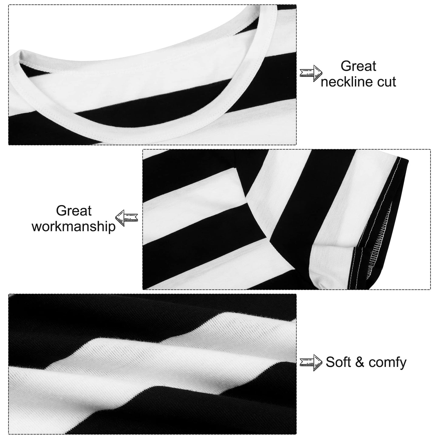 SOMSOC Adult Halloween Robber Costume Set Include Short Sleeves Stripe T-shirt Beanie Cap Dollar Sign Money Bag Eye Mask Half-finger Gloves for Halloween Cosplay Pirate Burglar Theme Party, Large