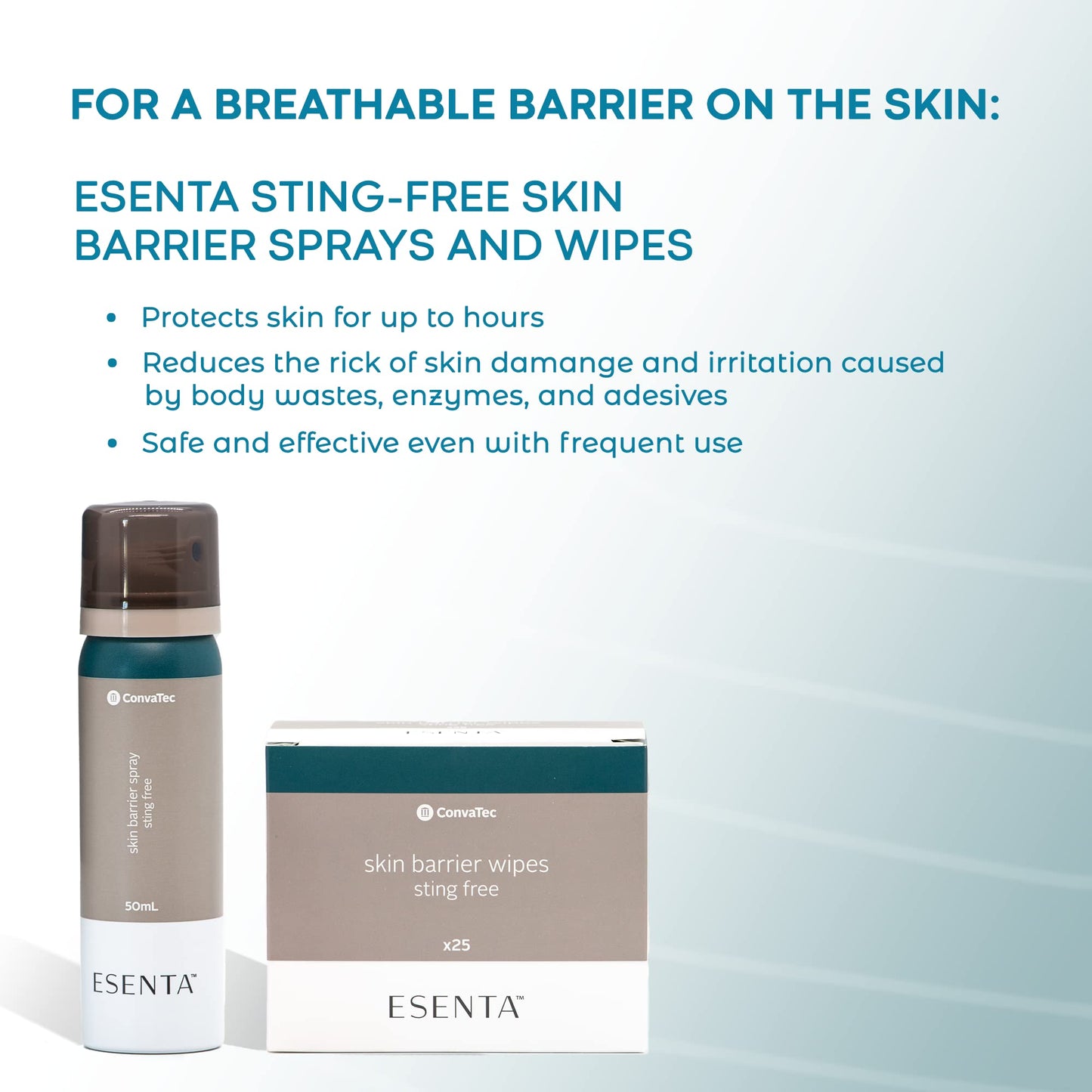 ConvaTec ESENTA Skin Barrier for Protection Around Stomas and Wounds, Silicone Based, Sting and Alcohol Free, 50 mL Spray Bottle (Pack of 1)