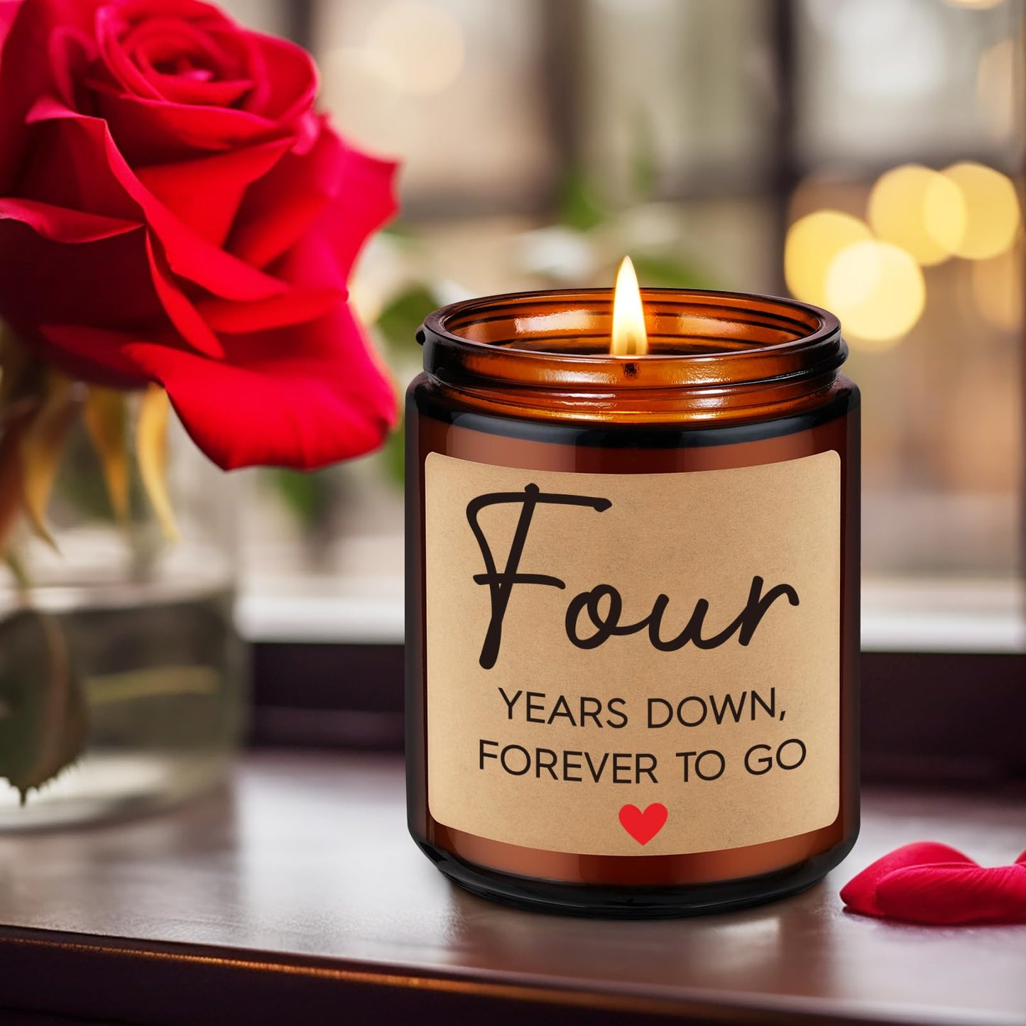 Fairy's Gift 4 Year Anniversary Candle Gifts for Him Her Husband Wife Boyfriend Girlfriend, 4th Anniversary Couples Gifts Ideas, 4th Wedding Anniv. Happy Presents for Couple, Happy Fourth Year Anniv.