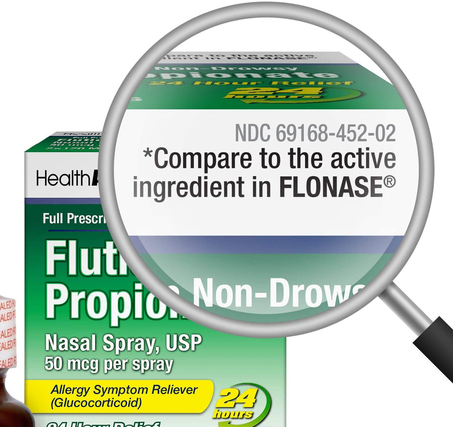 HealthA2Z® Fluticasone Propionate Nasal Spray | 50 mcg per Spray | 24 Hour Allergy Relief | 144 Sprays | 0.62 fl oz. (18.2mL) (0.62 fl oz. (Pack of 2))