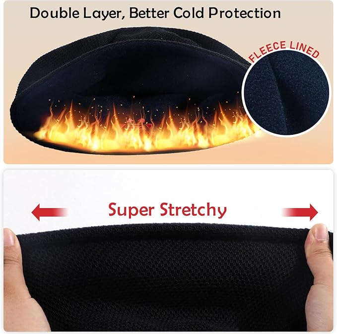 Lvaiz Mens Winter Beanie Hat Warm Fleece Lined Skull Cap for Men Reversible Women Windproof Watch Hat Knit Warm Unisex Beanie