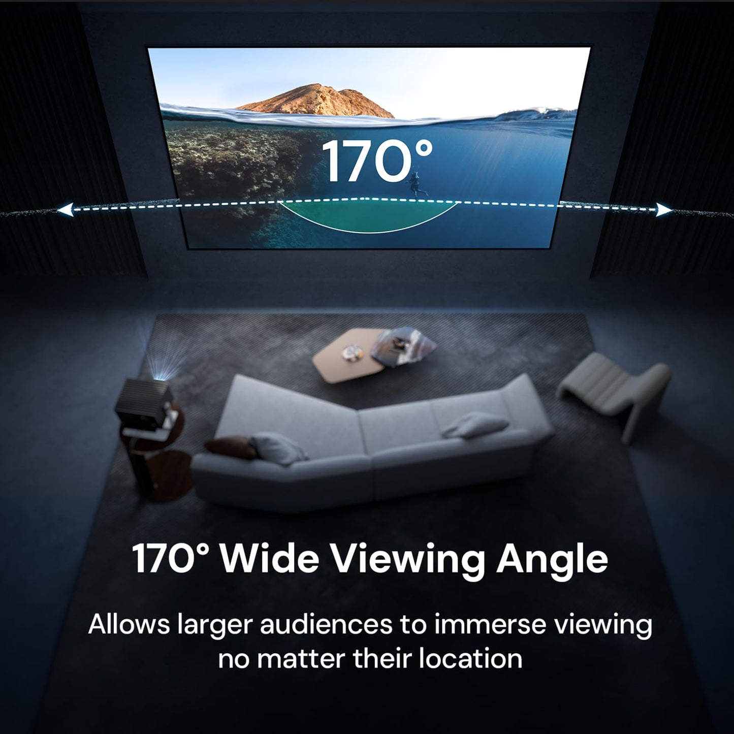 Valerion 135-inch Fixed Frame Projector Screen, 1.3 dB Gain, 80% PQE, 4K/8K Ultra HD, 3D Wall Mount Projector Screen, Works with Long Throw, Short Throw & Ultra Short Throw Projectors