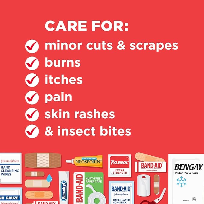All-Purpose Portable Compact First Aid Kit for Minor Cuts, Scrapes, Sprains & Burns, Perfect for Home, Car, Travel, Camping Essentials & Outdoor Emergency Kit, 160 Pieces